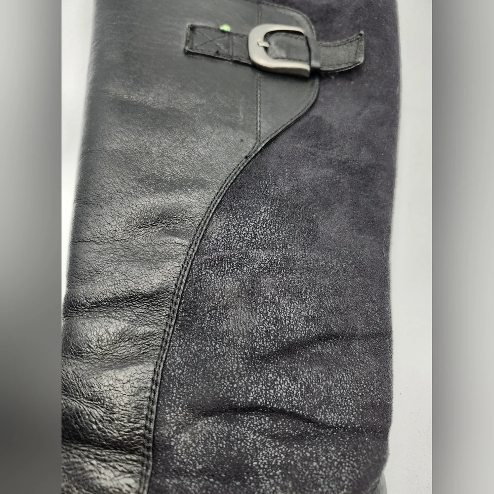 BareTraps Black Leather Boots with Buckle Lined Sz 7